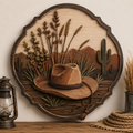 Cowboy Hat Desert Wheat 3 Layer Wooden Sign, Rustic Ranch Wall Art, Layered Wood Decor, Not 3D Printed, Western Home Decor, Country Wilderness Sign, Rancher Gift