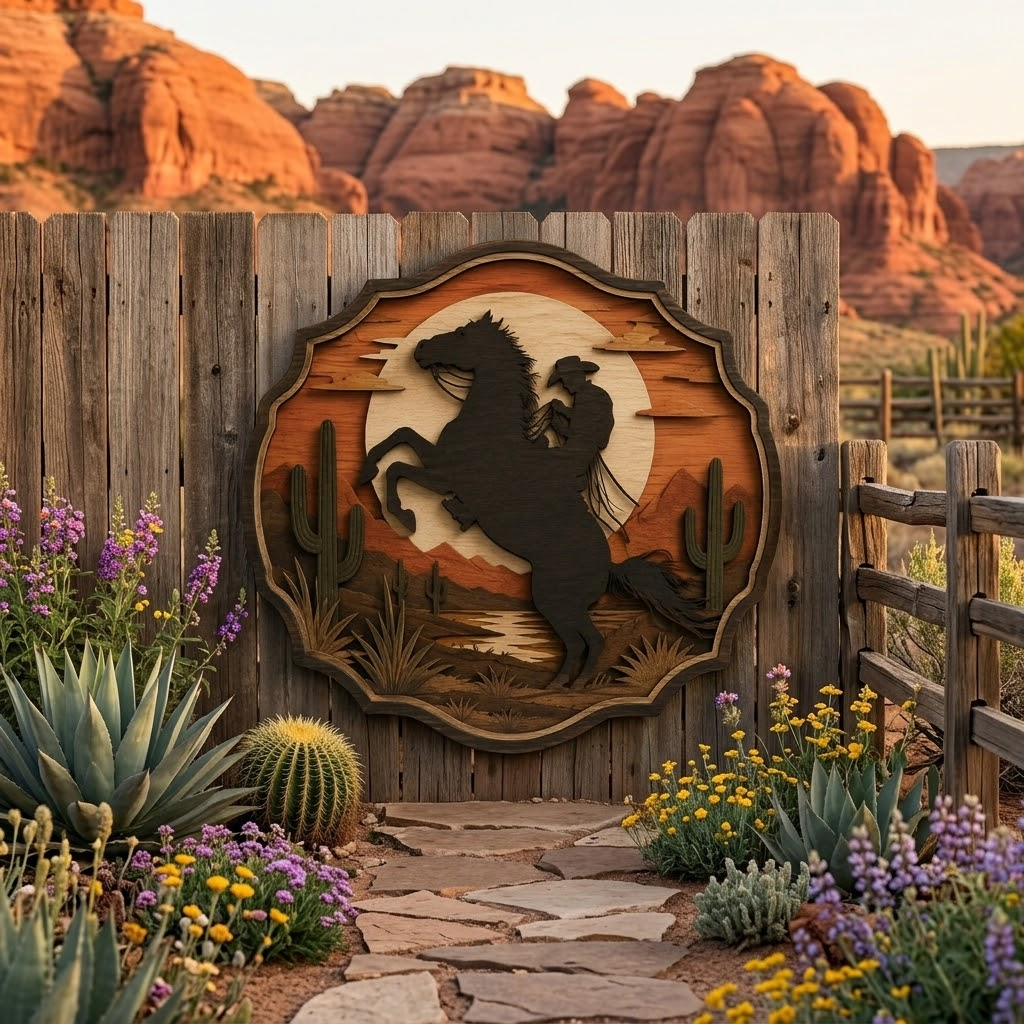 Rearing Horse Sunset 3 Layer Wooden Sign, Wild West Wall Art, Layered Wood Decor, Not 3D Printed, Cowboy Ranch Sign, Rustic Western Decor, Horse Lover Gift