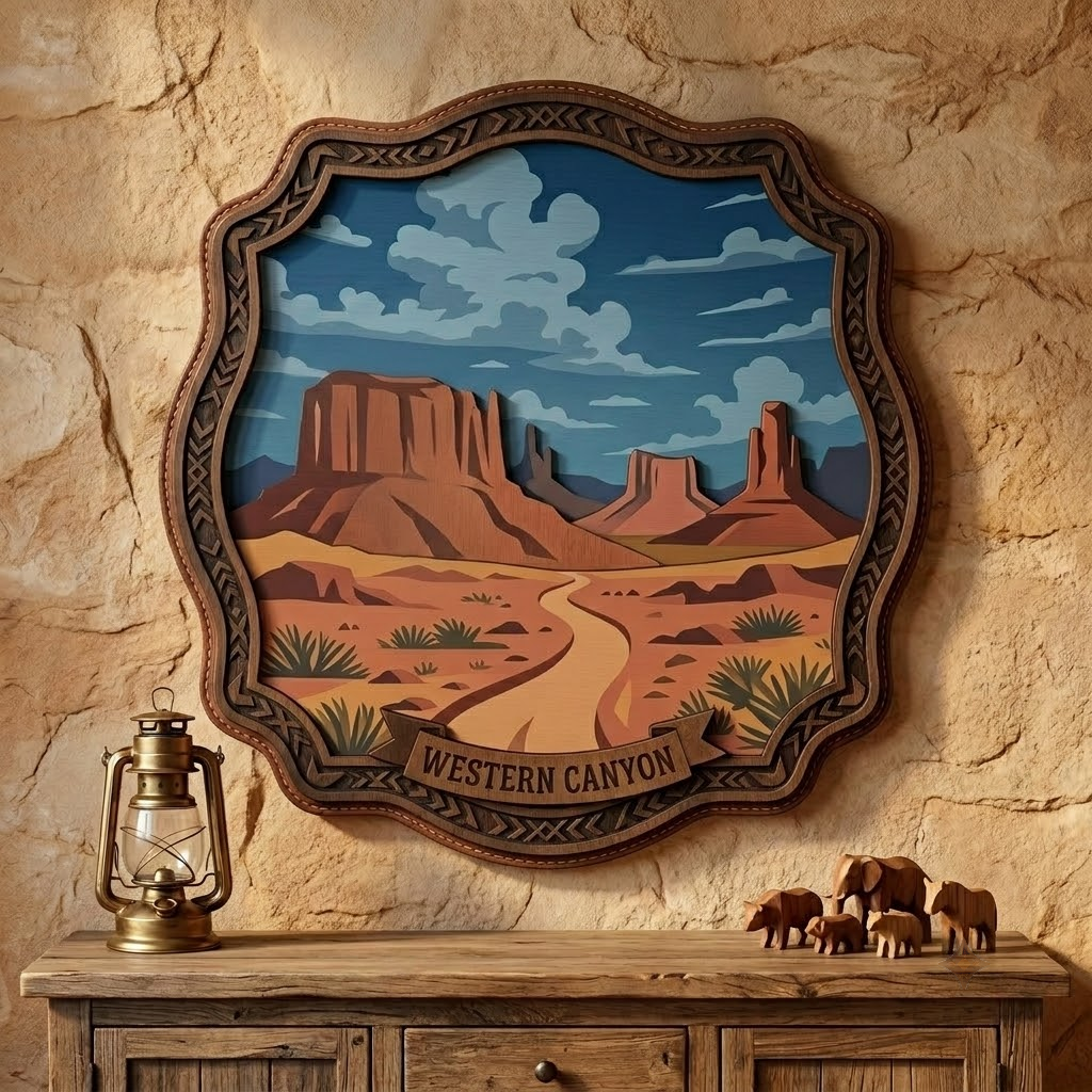 Western Canyon Monument Valley 3 Layer Wooden Sign, Desert Landscape Wall Art, Layered Wood Decor, Not 3D Printed, Rustic Southwestern Sign, National Park Decor, Gift