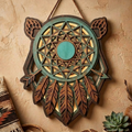 Turquoise Dreamcatcher 3 Layer Wooden Sign, Bear Paw Wall Art, Layered Wood Decor, Not 3D Printed, Southwestern Boho Sign, Native Style Decor, Gift